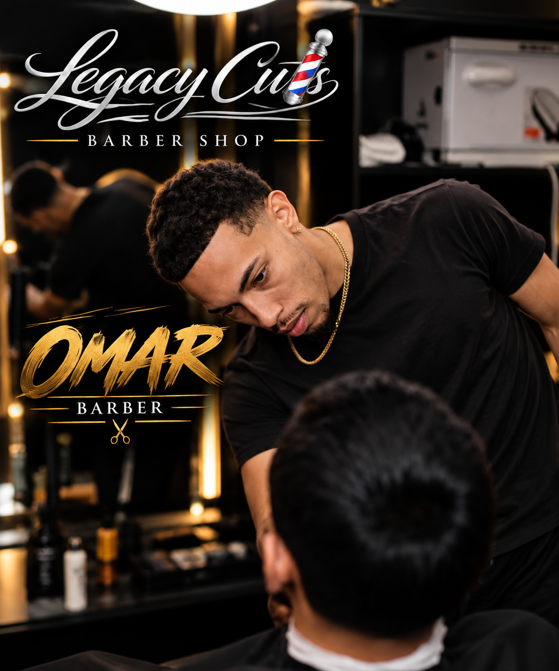 Omar, Barber at Legacy Cuts barber shop in East Orlando